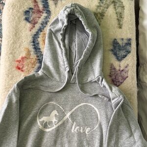 Gray Love Horse Hoodie